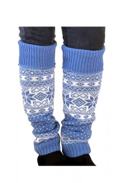 Nordlys Mønstret leggvarmer blå natur
