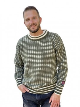 Nordlys klassisk Islender ullgenser til dame og herre rund hals mørk grønn natur