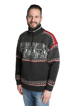 Nordlys Vestland koksgrå og natur strikket genser for dame og herre.