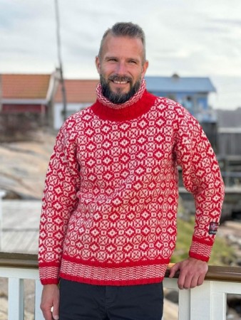 Nordlys Birka ullgenser høy hals til dame og herre rød natur